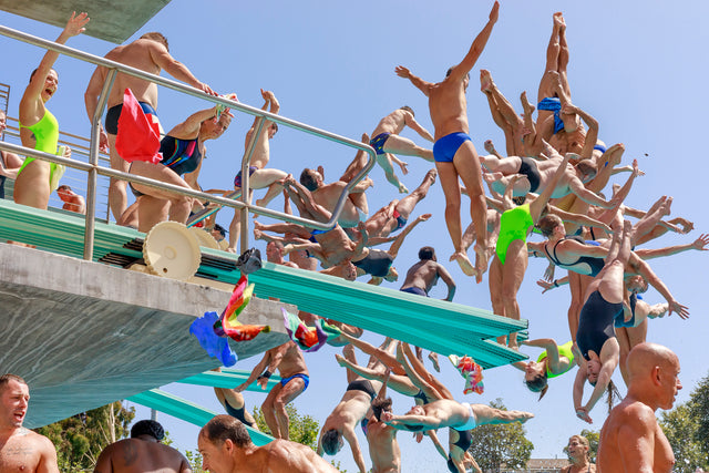 Pelle Cass "Divers, Mission Viejo (Low, from behind three-meter board)"