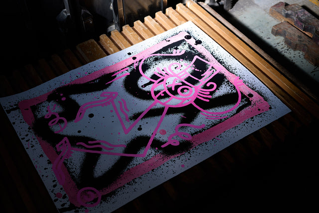 André Saraiva "Pink Mr. A on Spray " Limited Edition Screen Print on Heavy Paper
