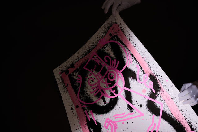 André Saraiva "Pink Mr. A on Spray " Limited Edition Screen Print on Heavy Paper
