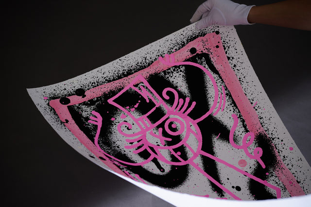 André Saraiva "Pink Mr. A on Spray " Limited Edition Screen Print on Heavy Paper