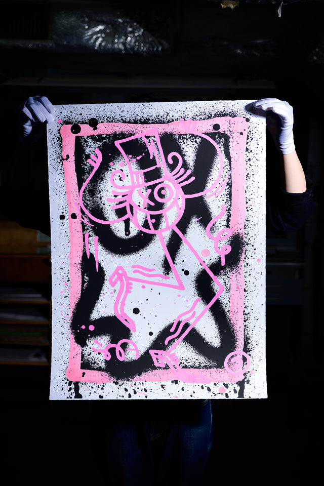 André Saraiva "Pink Mr. A on Spray " Limited Edition Screen Print on Heavy Paper
