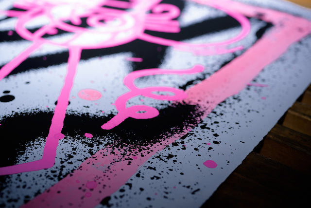 André Saraiva "Pink Mr. A on Spray " Limited Edition Screen Print on Heavy Paper